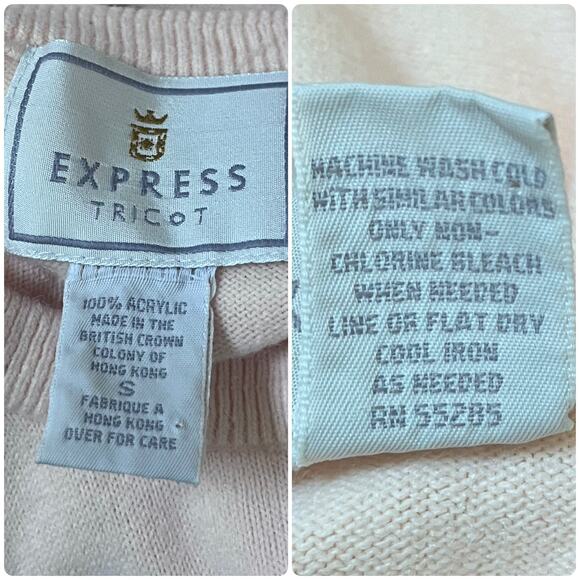 Vintage Express Tricot Acrylic Pull Over Sweater Size Small Pale Apricot - Picture 8 of 9